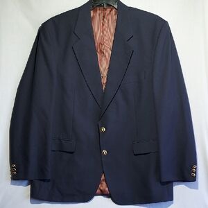 Alexandre London 100% New Wool Mens Blazer Navy Blue Gold Buttons Size 46R‎